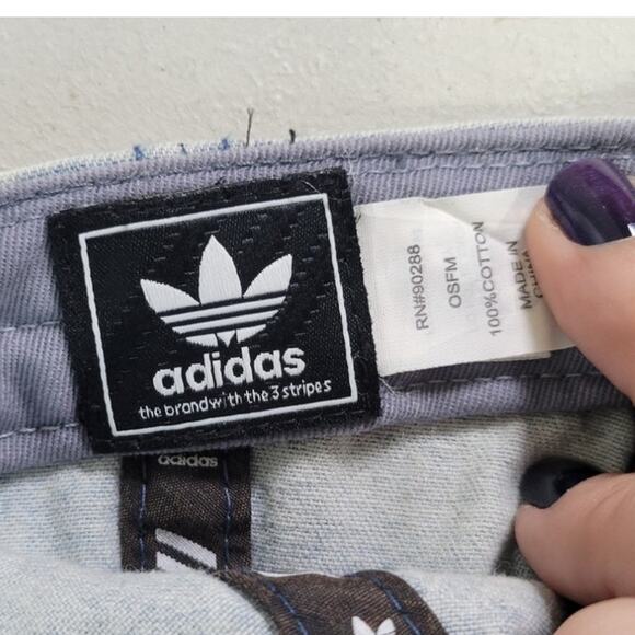 Adidas Hat Trefoil Distressed Acid Stonewash Denim Jean Logo Ball Cap Sporty Hat - Picture 6 of 7